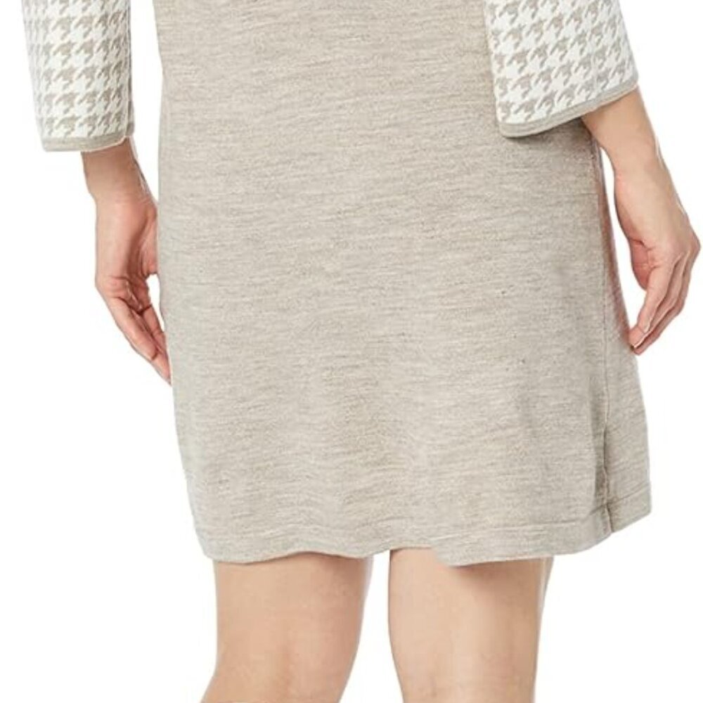 Women's Plus Size Houndstooth Sweater Dress ¾ Sleeves Casual Mini - Picture 2 of 2